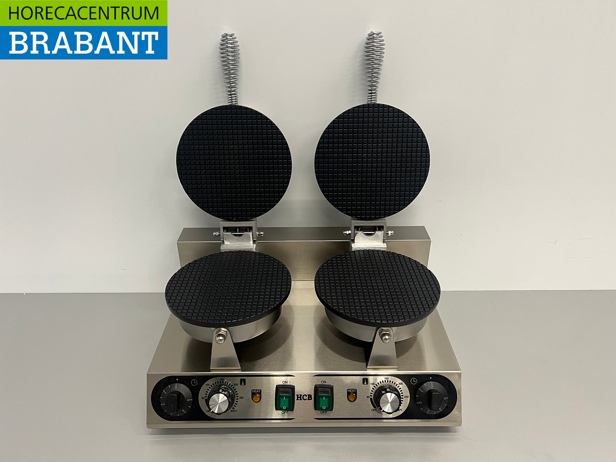 RVS Dubbel Wafelijzer met timer stroopwafel ijshoorn 230V Horeca - Afbeelding 4