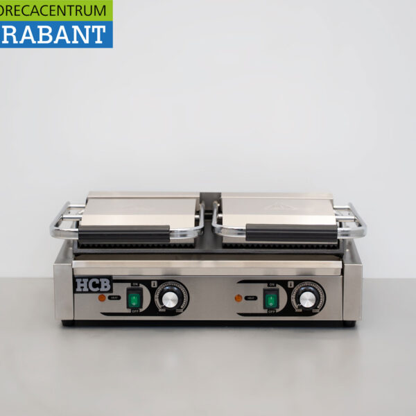RVS Dubbele Contactgrill Paninigrill Grill Ribbel/Glad 230V Horeca