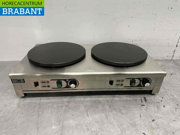 RVS Dubbele Crêpes maker Crêpe Bakplaat 230V Horeca
