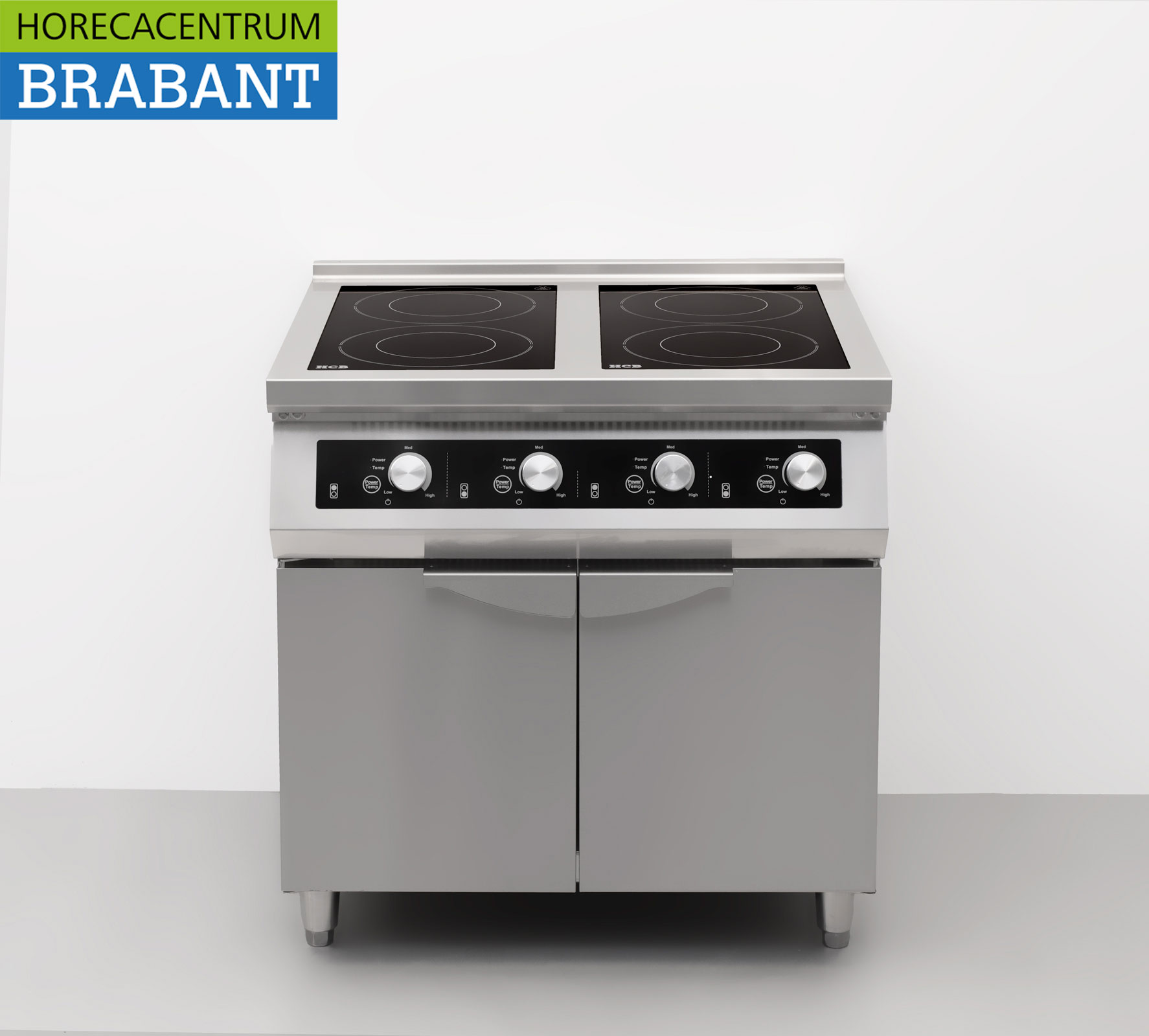 HCB RVS Inductie fornuis kookplaat 4 pitten 17 kW 400V 80 cm Horeca