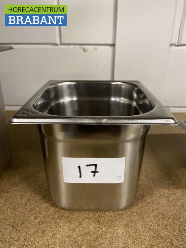RVS Gastronorm bak GN bak 1/6 Diepte 150 mm Horeca