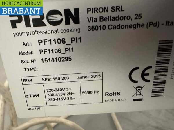 RVS Piron PF1106 Combi-steamer Combisteamer Steamer 6 x 60/40 of 1/1 GN 400V Horeca - Afbeelding 6