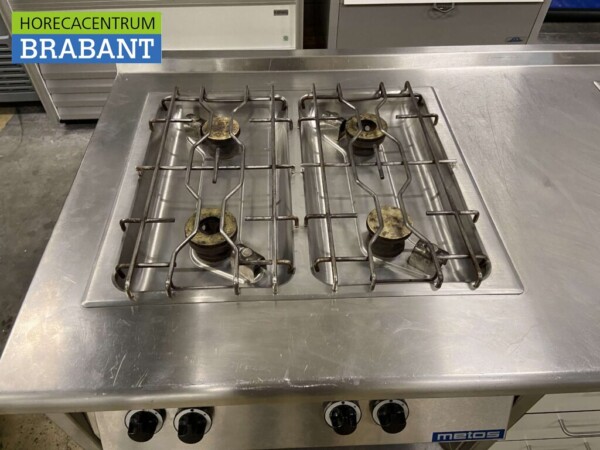 RVS Metos baklijn 4 pits fornuis en dubbele friteuse 219 cm Horeca - Afbeelding 4