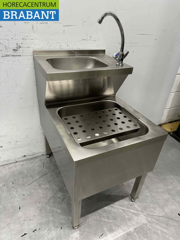 RVS HCB Dubbele Wasbak Spoelbak Uitgietbak combi Kraan 50,5 cm Horeca - Afbeelding 4