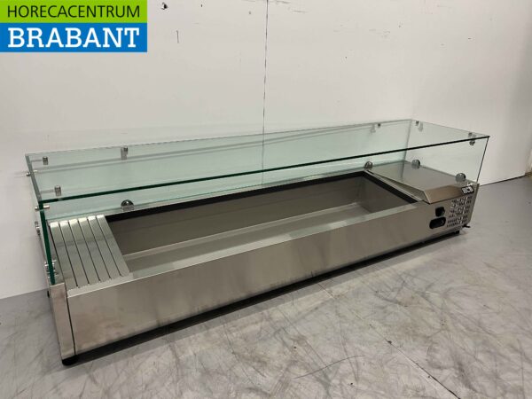 RVS Opzetvitrine Opzet koelvitrine saladière 7 x 1/3 GN 160 cm Horeca - Afbeelding 3