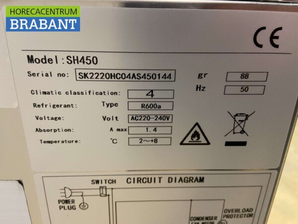 RVS Saladette Koelwerkbank 1 deur 1/1 GN 43,5 cm 230V Horeca - Afbeelding 7