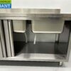 RVS Spoeltafel dubbele spoelbakken schuifdeuren Premium-line 200 cm Horeca - Afbeelding 6