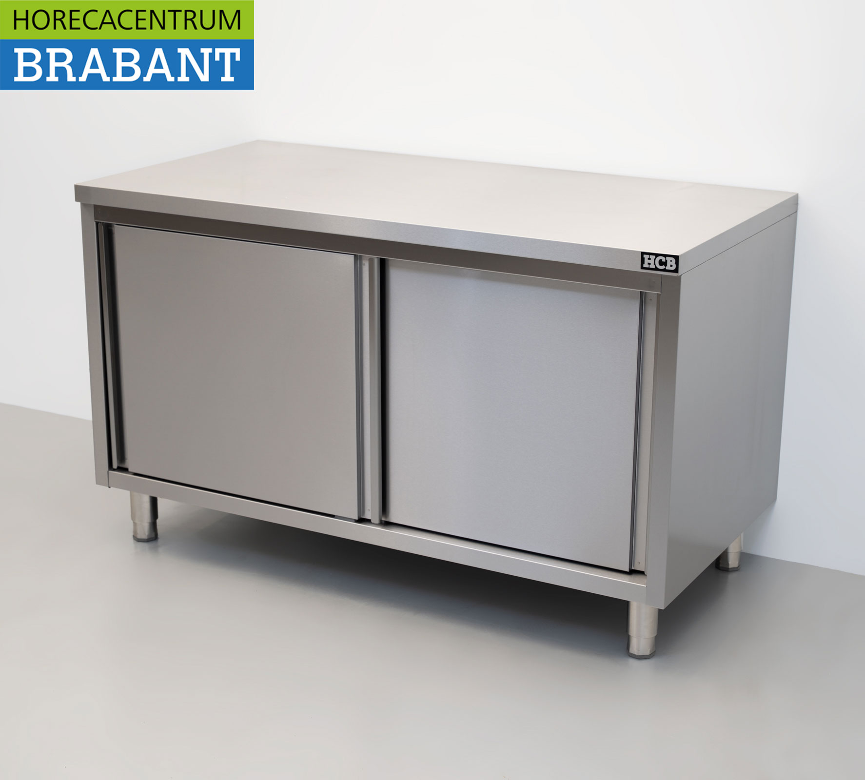 HCB RVS Werkkast Kast 2 schuifdeuren Premium-line 140 cm Horeca - Afbeelding 2