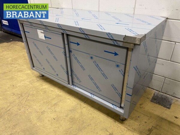 HCB RVS Werkkast Kast 2 schuifdeuren Premium-line 140 cm Horeca - Afbeelding 2