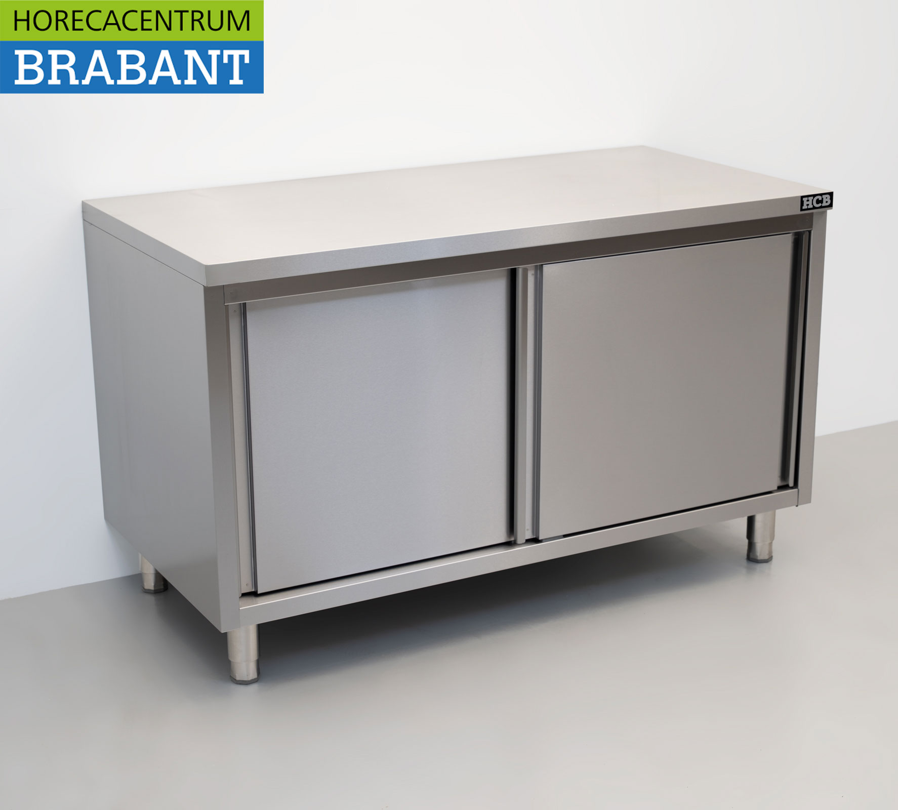 HCB RVS Werkkast Kast 2 schuifdeuren Premium-line 140 cm Horeca - Afbeelding 3
