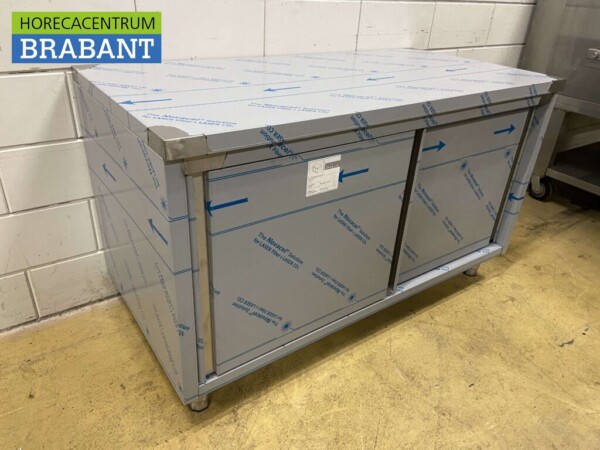 HCB RVS Werkkast Kast 2 schuifdeuren Premium-line 140 cm Horeca - Afbeelding 3