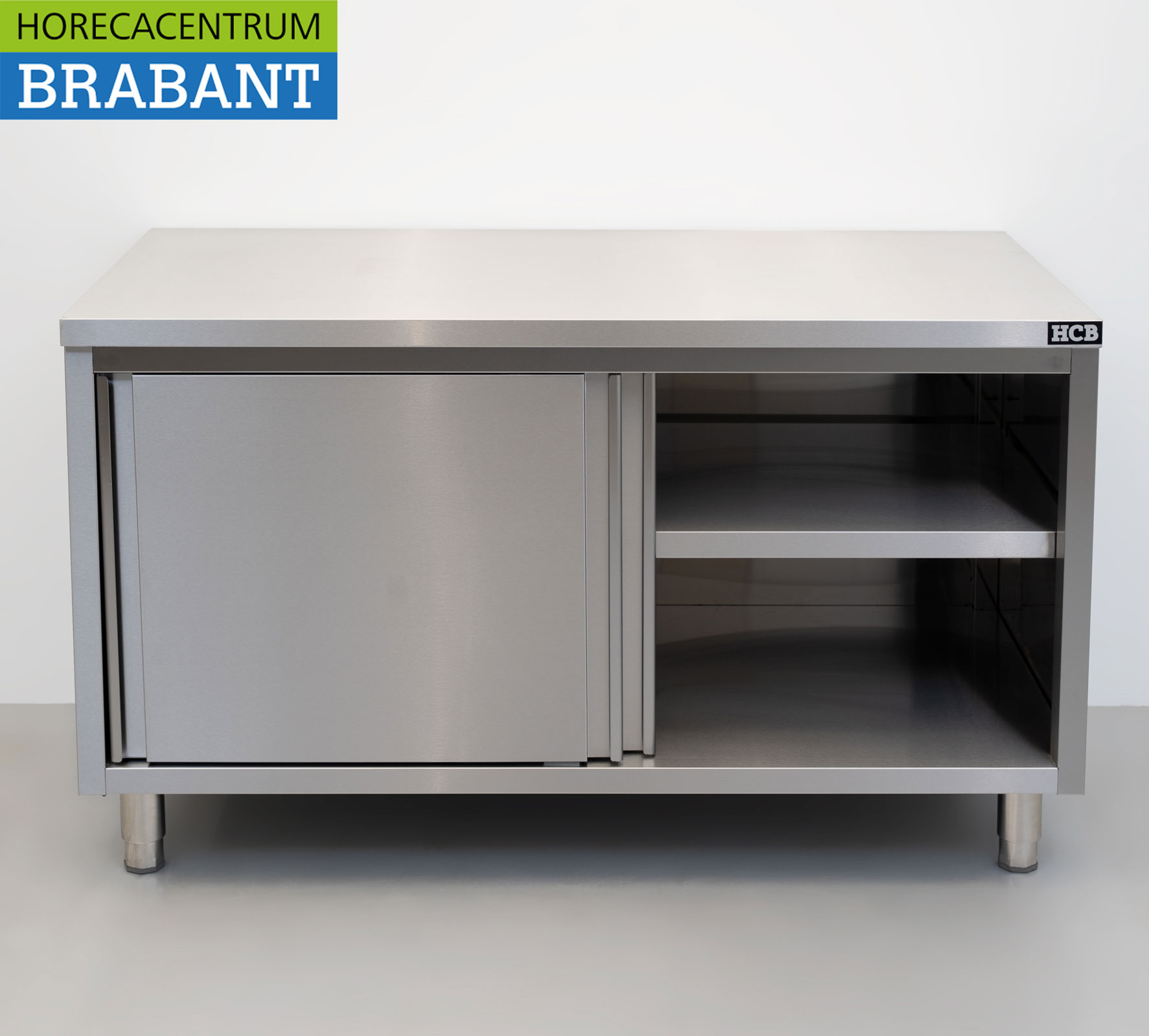HCB RVS Werkkast Kast 2 schuifdeuren Premium-line 140 cm Horeca - Afbeelding 4