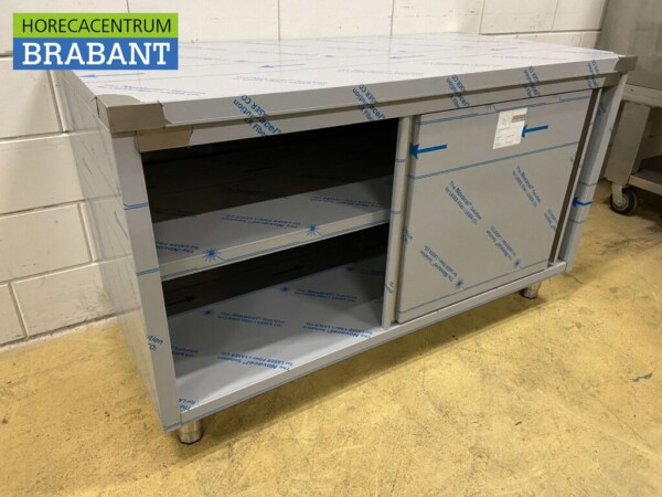 HCB RVS Werkkast Kast 2 schuifdeuren Premium-line 140 cm Horeca - Afbeelding 4