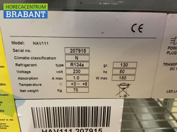 RVS GGG Koelvitrine Opzetvitrine 111 cm 230V Horeca - Afbeelding 6