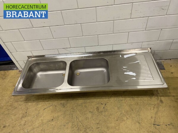 RVS Spoelblad Dubbele spoelbakken 200 x 70 cm Horeca - Afbeelding 2