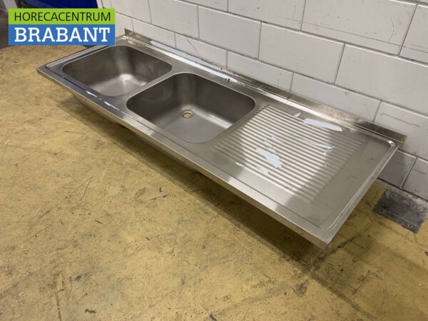 RVS Spoelblad Dubbele spoelbakken 200 x 70 cm Horeca - Afbeelding 3