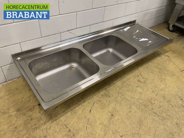 RVS Spoelblad Dubbele spoelbakken 200 x 70 cm Horeca - Afbeelding 4