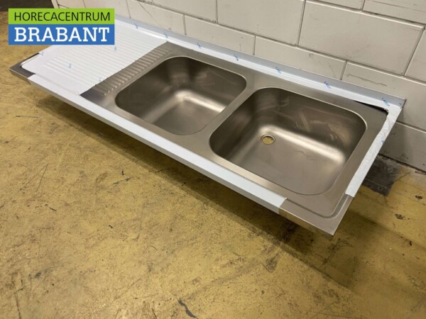 RVS Spoelblad Dubbele spoelbakken 180 x 70 cm Horeca - Afbeelding 3