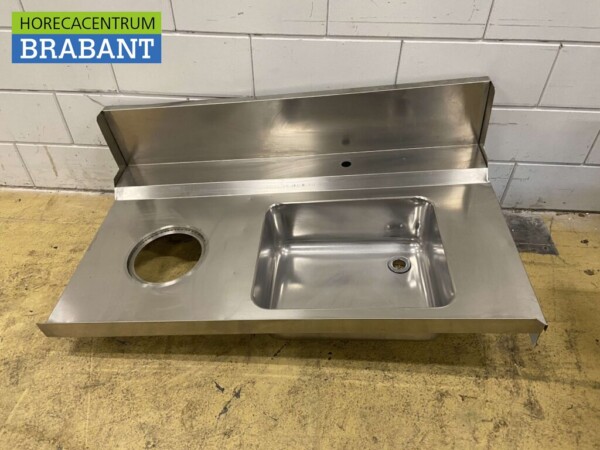 RVS Aanvoerblad Spoelblad Spoelbak met afvalgat 120 x 70 cm Horeca