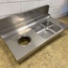 RVS Aanvoerblad Spoelblad Spoelbak met afvalgat 120 x 70 cm Horeca - Afbeelding 4