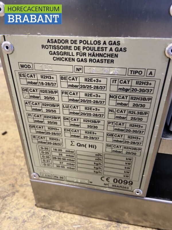RVS GGG Kippengrill Grill 1 spies 5/6 kippen 400V Horeca - Afbeelding 5