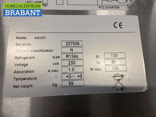 RVS GGG Koelvitrine Opzetvitrine 91 cm 230V Horeca - Afbeelding 6