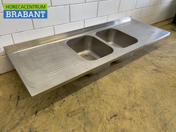 RVS Spoelblad Dubbele spoelbakken 200 x 70 cm Horeca - Afbeelding 3