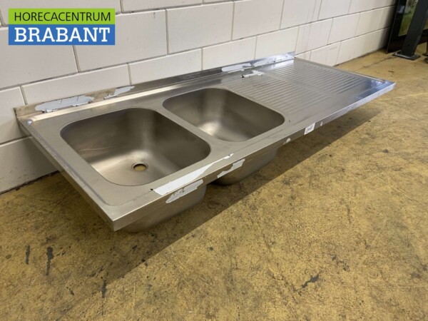 RVS Spoelblad Dubbele spoelbakken 180 x 70 cm Horeca - Afbeelding 2
