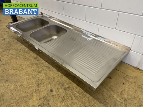 RVS Spoelblad Dubbele spoelbakken 180 x 70 cm Horeca - Afbeelding 3