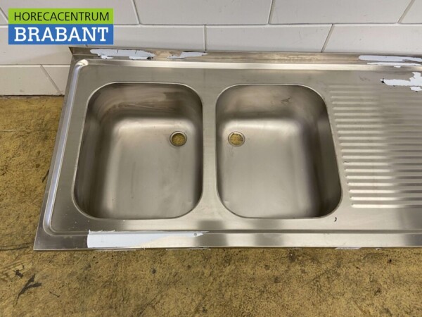 RVS Spoelblad Dubbele spoelbakken 180 x 70 cm Horeca - Afbeelding 4