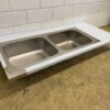 RVS Spoelblad Dubbele spoelbakken 180 x 80 cm Horeca - Afbeelding 2