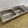 RVS Spoelblad Dubbele spoelbakken 180 x 70 cm Horeca - Afbeelding 2