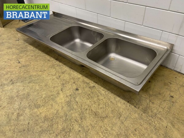 RVS Spoelblad Dubbele spoelbakken 200 x 70 cm Horeca - Afbeelding 2