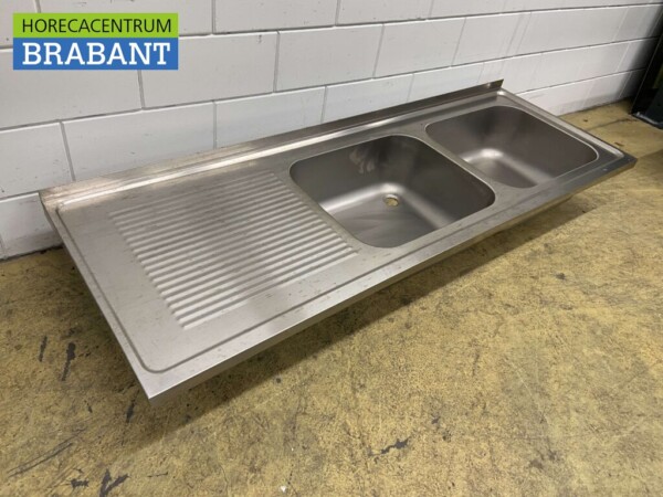 RVS Spoelblad Dubbele spoelbakken 200 x 70 cm Horeca - Afbeelding 3