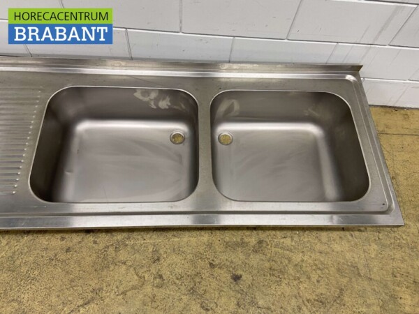 RVS Spoelblad Dubbele spoelbakken 200 x 70 cm Horeca - Afbeelding 4