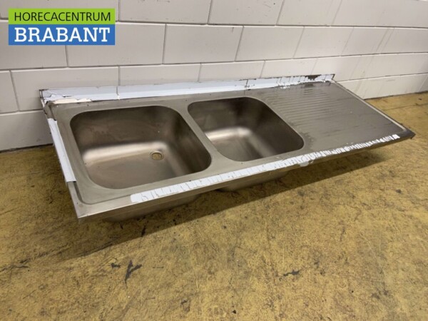 RVS Spoelblad Dubbele spoelbakken 190 x 70 cm Horeca - Afbeelding 2