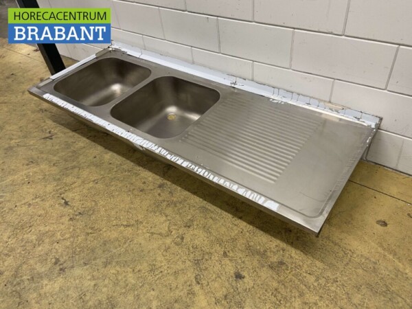 RVS Spoelblad Dubbele spoelbakken 190 x 70 cm Horeca - Afbeelding 3