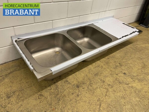 RVS Spoelblad Dubbele spoelbakken 180 x 60 cm Horeca - Afbeelding 3