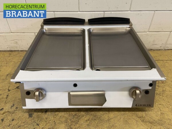 RVS Giorik bakplaat kookplaat grillplaat 2 zones 80 cm GAS Horeca