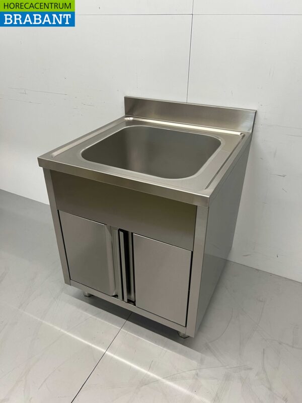 RVS  Spoeltafel Spoelbak klapdeuren Premium-line 70 cm Horeca - Afbeelding 2