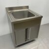 RVS  Spoeltafel Spoelbak klapdeuren Premium-line 70 cm Horeca - Afbeelding 3