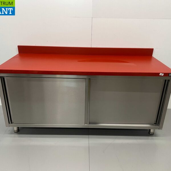 RVS Polyethyleen PE Werkkast Kast Snijtafel Premium-line 2 schuifdeuren 180 cm Horeca Slagerij