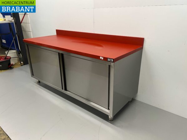 RVS Polyethyleen PE Werkkast Kast Snijtafel Premium-line 2 schuifdeuren 180 cm Horeca Slagerij - Afbeelding 3