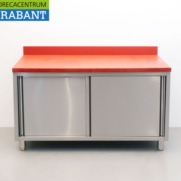 RVS Polyethyleen PE Werkkast Kast Snijtafel Premium-line 2 schuifdeuren 150 cm Horeca Slagerij