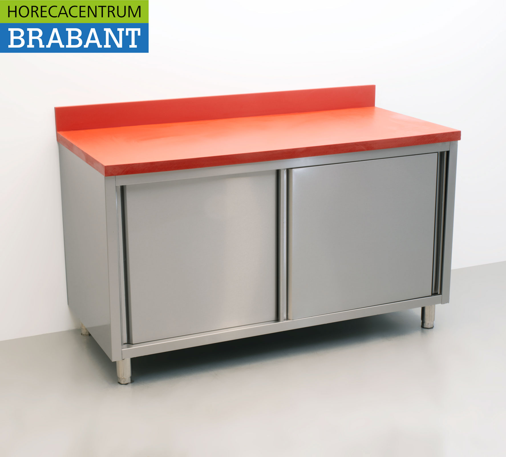 RVS Polyethyleen PE Werkkast Kast Snijtafel Premium-line 2 schuifdeuren 150 cm Horeca Slagerij - Afbeelding 3