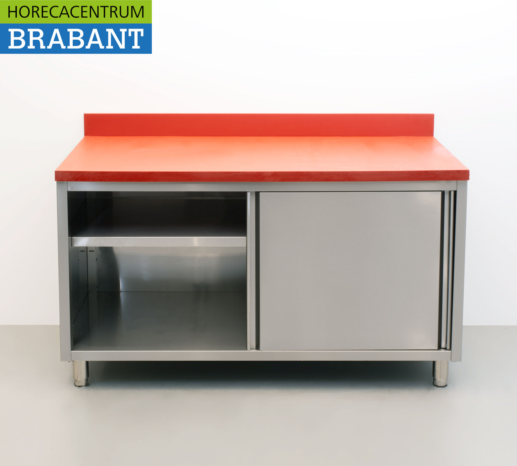 RVS Polyethyleen PE Werkkast Kast Snijtafel Premium-line 2 schuifdeuren 150 cm Horeca Slagerij - Afbeelding 4