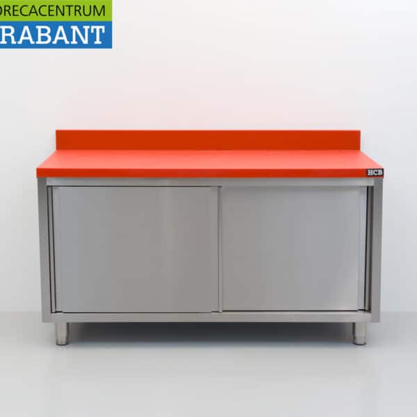 RVS Polyethyleen PE Werkkast Kast Snijtafel Premium-line 2 schuifdeuren 150 cm Horeca Slagerij