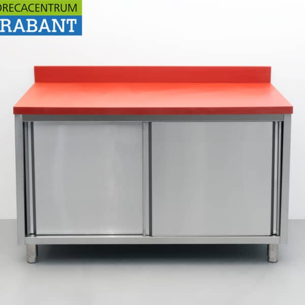 HCB RVS Polyethyleen PE Werkkast Kast Snijtafel Premium-line 2 schuifdeuren 140 cm Horeca Slagerij