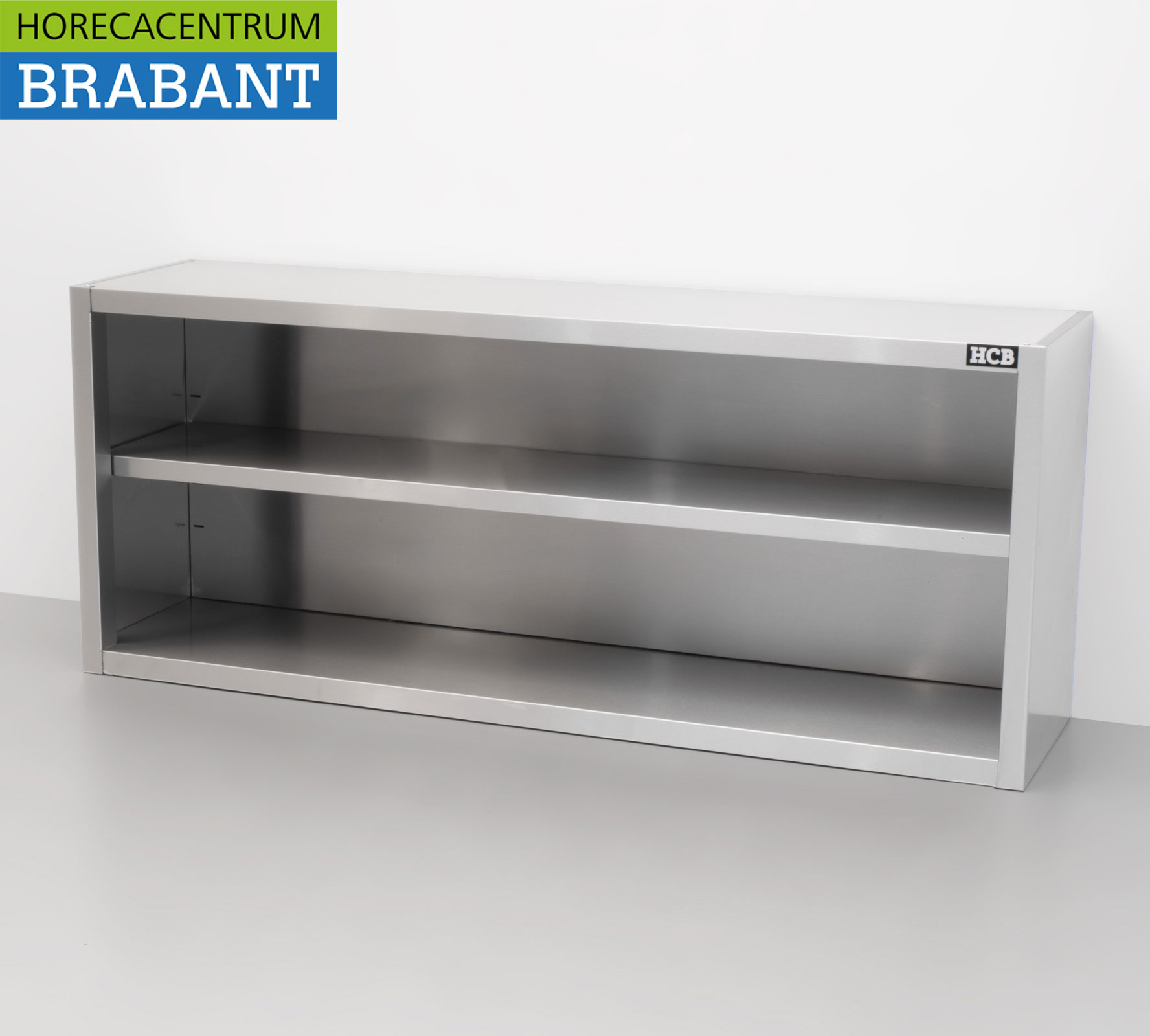 HCB RVS Wandkast Kast Open model 160 cm Horeca - Afbeelding 2