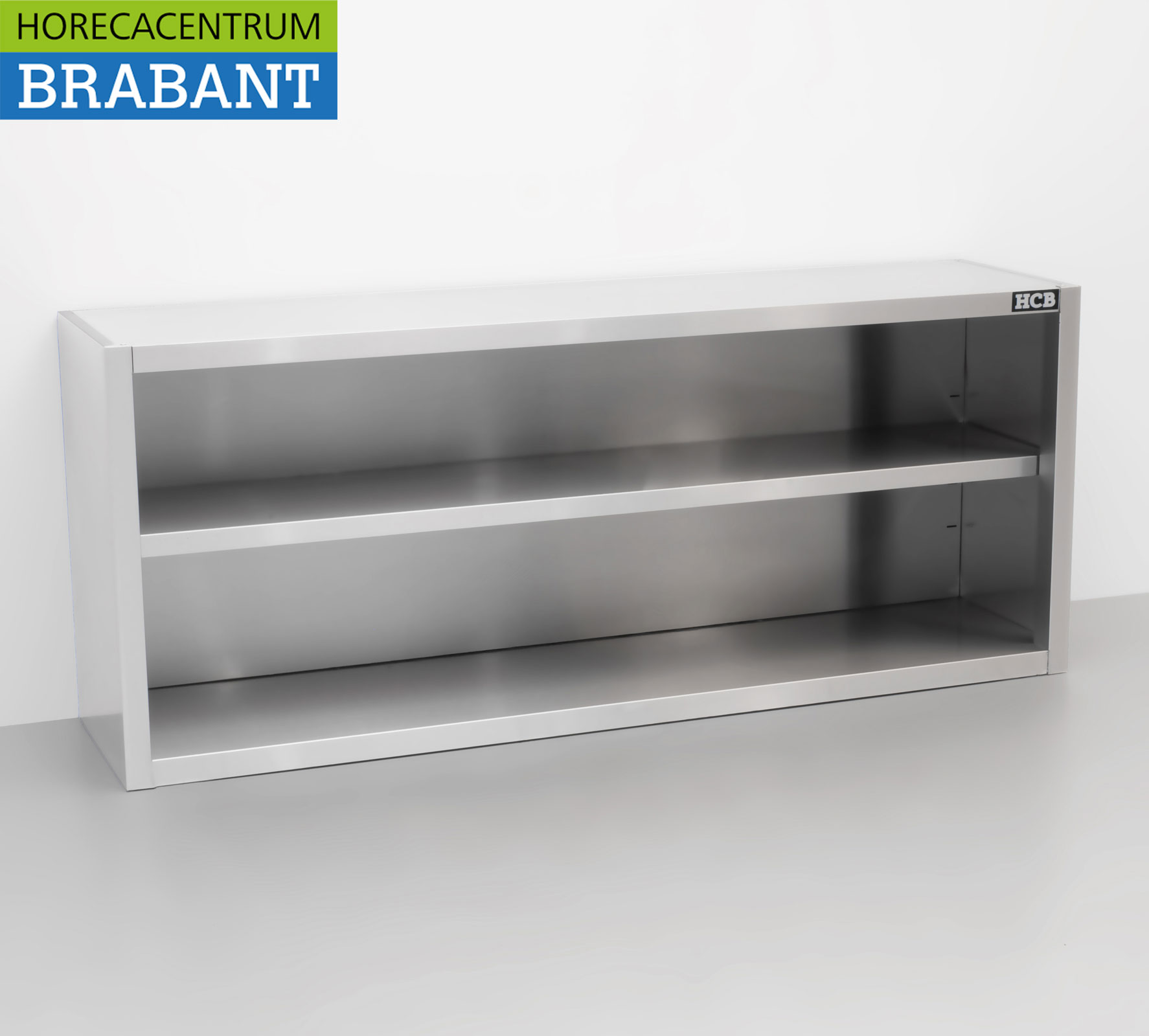 HCB RVS Wandkast Kast Open model 160 cm Horeca - Afbeelding 3